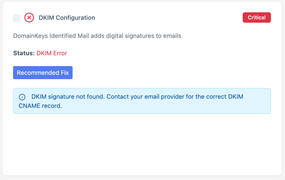 detect dkim errors with sitealera.com